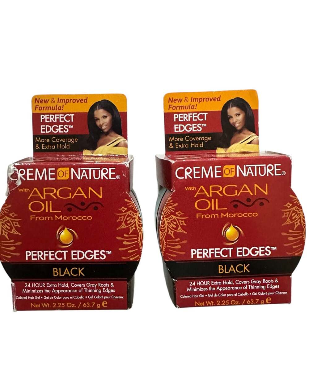 Creme of Nature Argan Oil Perfect Edges Black Hair Gel 2.25 oz (Set of 2)